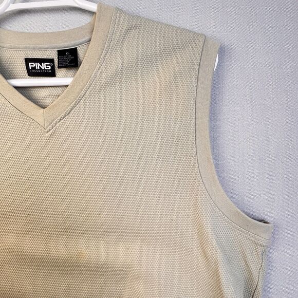 Ping Collection Golf Vest Men's XL Cream V Neck Preppy Casual Cotton Blend - Picture 7 of 9